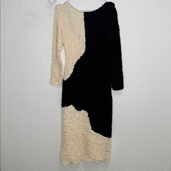 New Mara Hoffman Amy Popcorn Midi Dress Black/ Cream Large - Picture 8 of 16
